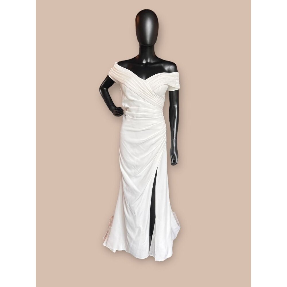 Side Ruched Off Shoulder Wedding Gown - Picture 1 of 6